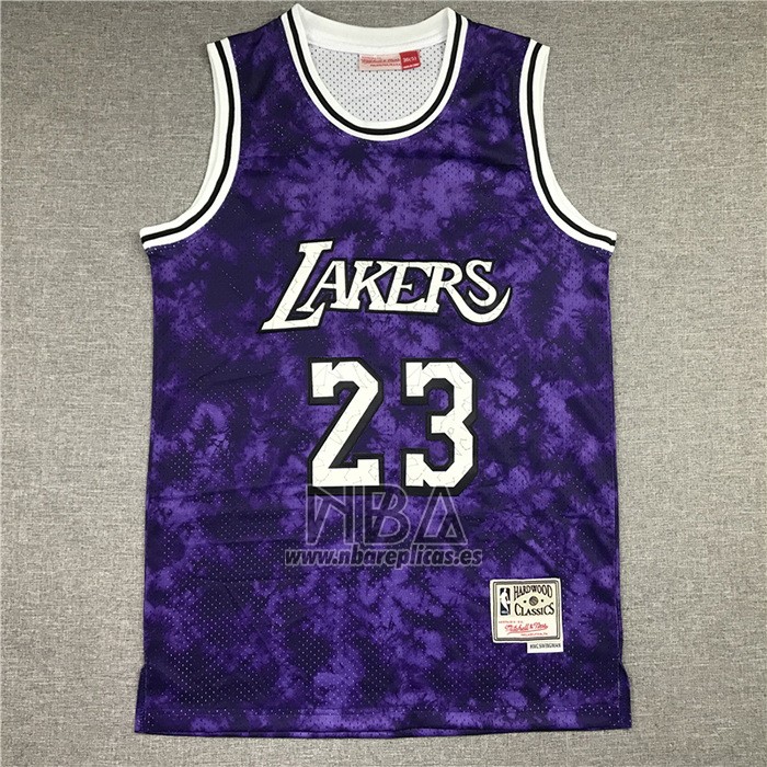 Camiseta Los Angeles Laker Lebron James NO 23 Galaxy Violeta